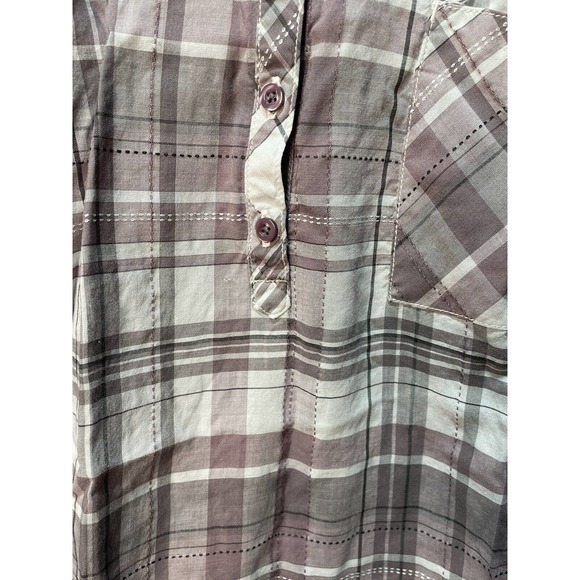 Kuhl Plaid Blouse Lavender 1/4 Button Up Shirt Women's size S - Picture 5 of 6